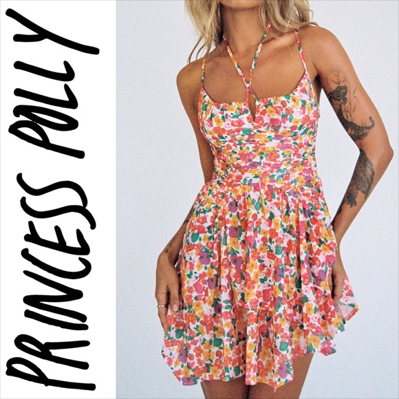 Princess Polly Dresses & Skirts - Princess Polly Barrett Mini Dress Multi Womens 2 Floral Ruched‎ Lower Impact